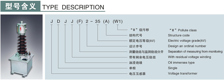 JDJJ2-35/JDJJ2-35GYW1/JDJJ2-35GYW2型電壓互感器型號(hào)說(shuō)明